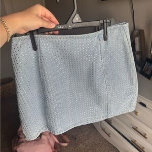Light Blue Studded Mini Skirt